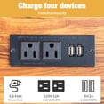 thumbnail image 5 of IVV L Shaped Computer Desk with Power Outlets and USB Charging Ports, Sturdy Corner Computer Table with Storage Shelves, Gaming Table Home Office Desk, Easy to Assemble, Brown+Black, 5 of 10