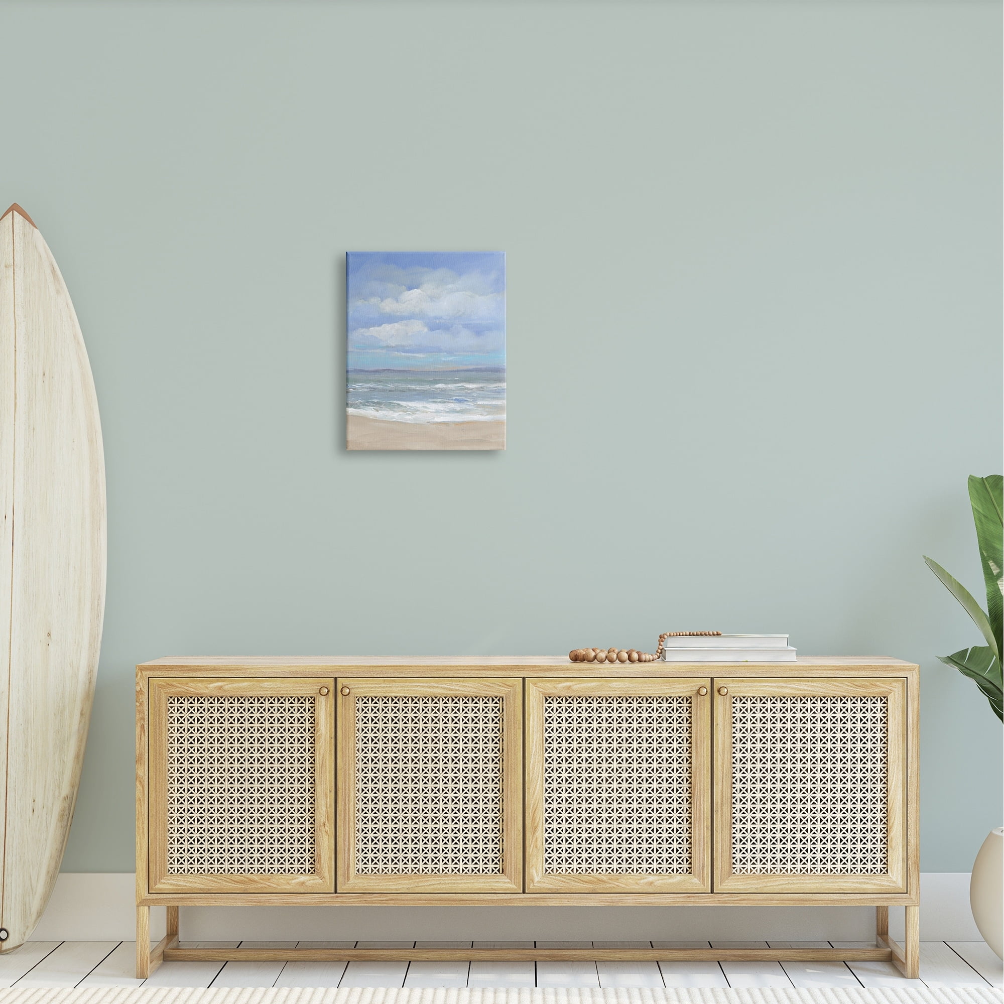 Stupell Cloudy Ocean Bay Shoreline Landscape Painting Gallery Wrapped Canvas Print Wall Art