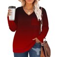 thumbnail image 1 of ZMFXJPE Blouse à Manches Longues pour Femmes Chandail en Molleton Tunique Automne Hauts Blouses pour Femmes Habillé Décontracté Manches Longues (Rouge, TG), 1 of 5