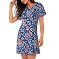 thumbnail image 2 of Logiee Rose Flowers Print Nightgowns for Women,Soft Short-Sleeved Lightweight Sleepwear, Loose Sleepshirts, 2 of 6