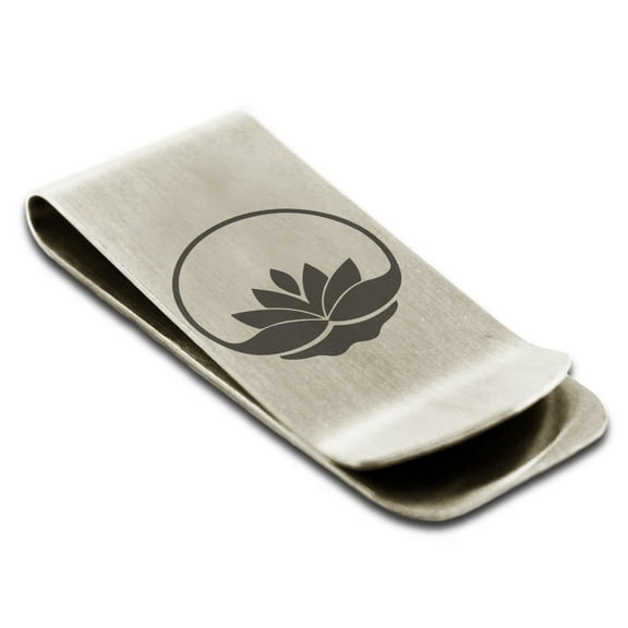 Tioneer Stainless Steel Lotus Zen Engraved Money Clip Holder