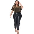 thumbnail image 3 of DARING DIVA Women's Plus Metallic V Neck Party Top 1X Gold, 3 of 6
