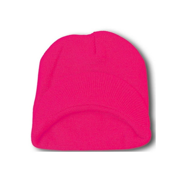 Top Headwear Cuffless  Visor Winter Beanie - Hot Pink
