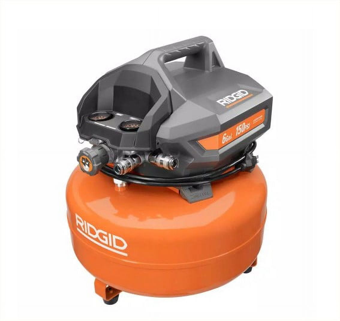 RIDGID Steel Orange 150 PSI Oil-Free Electric Air Compressor 6 gal