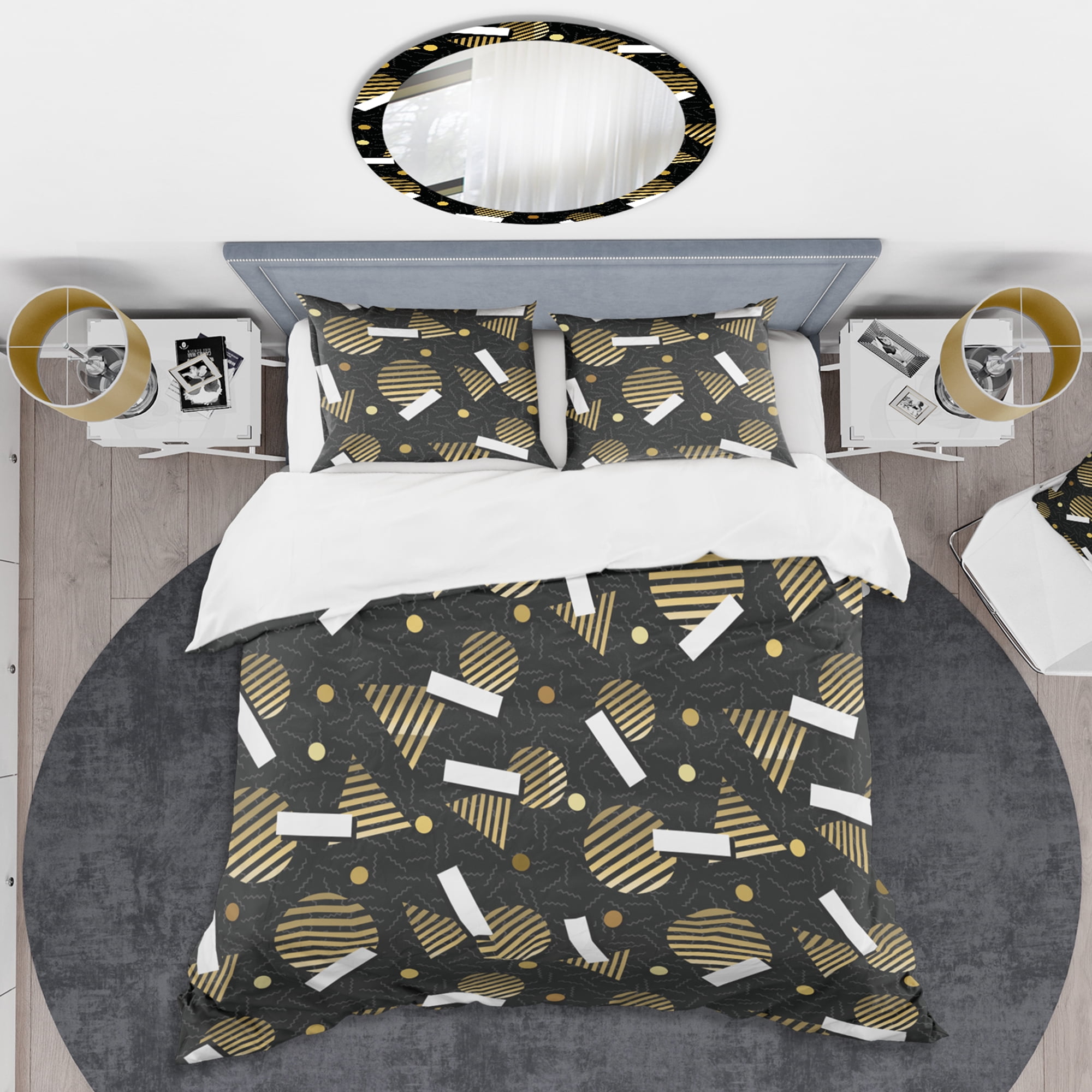 Designart 'Gold Retro Circular Pattern' Mid-Century Modern Duvet Cover Set