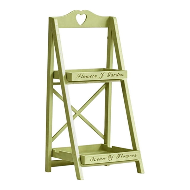 S SERENABLE 2-tier Folding Storage Shelves Camping Rack for Laundry Room Bathroom Office Green
