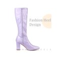 thumbnail image 4 of BLISSFUL STEP Women's GoGo Boot Block Heels Knee High Boots Purple 10, 4 of 6