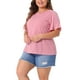 thumbnail image 4 of Blusas de verano casual para mujer Agnes Orinda, con cuello redondo y mangas con volantes, camiseta 2X rosa, 4 of 5