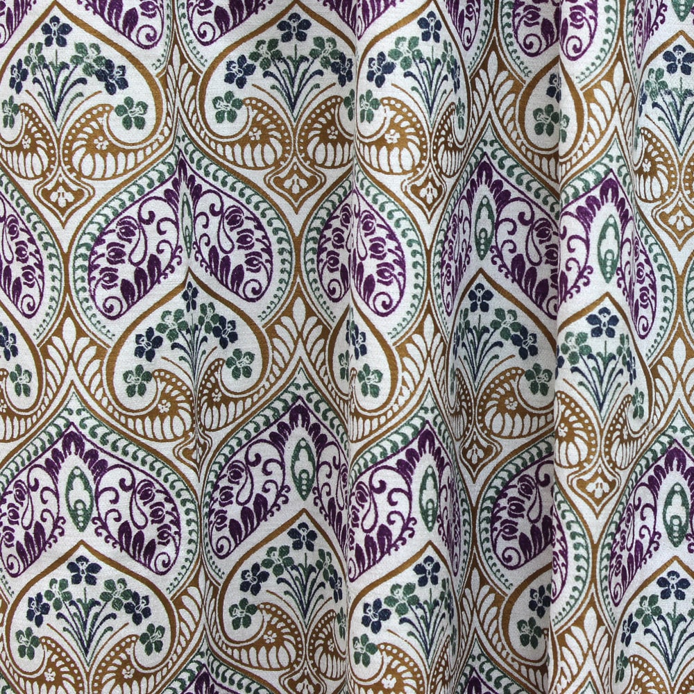 Fabric Mart Direct Multi Color Cotton Viscose Velvet Fabric By The Yard, 54 inches or 137 cm width, 3 Continuous Yards Multi Cotton Fabric, Moroccan Lotus, Upholstery Drapery Curtain Wholesale Fabric