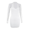 thumbnail image 4 of hirigin Women Sleeveless Bodycon Dress, Solid Color Backless Skinny V-Neck Halter One-Piece with Long Sleeve Cover-Ups, 4 of 8