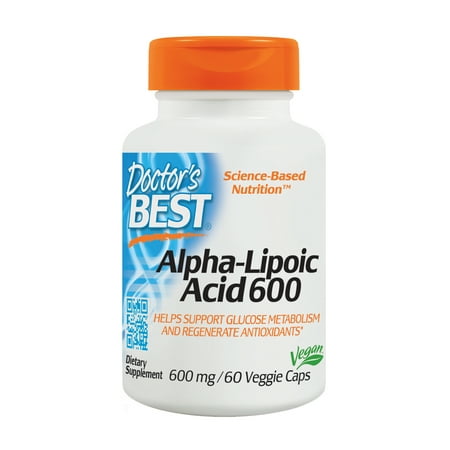 Doctor's Best Alpha-Lipoic Acid, Non-GMO, Gluten Free, Vegan, Soy Free, Promotes Healthy Blood Sugar, 600 mg, 60 Veggie (Best Supplements For Blood Type A)