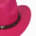 thumbnail image 7 of NOLDARES Cowboy Hats for Kids Vintage Wide Brim Felt Cowboy Hat Girls Cowgirl Hat with Belt Buckle(Hot Pink,3-18 Y), 7 of 7