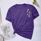 thumbnail image 4 of Fiudx Ofertas Flash Artículos En Oferta Blusas con Estampado de Flores Pequeñas para Mujer Top de Manga Corta con Cuello Redondo, 4 of 6