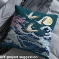 thumbnail image 2 of Manfei Japanese Ukiyoe Fabric by the Yard (1 Yard), Oriental Crane Print Decorative Fabric by the Yard, Ocean Wave Moon DIY Fabric, 2 of 6