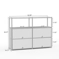 thumbnail image 6 of Innovaze 4-Door Modular Metal Sideboard with Open Shelf, Modern Twin-Row Grid Cabinet for Dining or Living Room, Office, White, 6 of 7