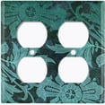thumbnail image 3 of Metal Light Switch Plate Cover Green Floral Damask Wallpaper WAL025, 3 of 13