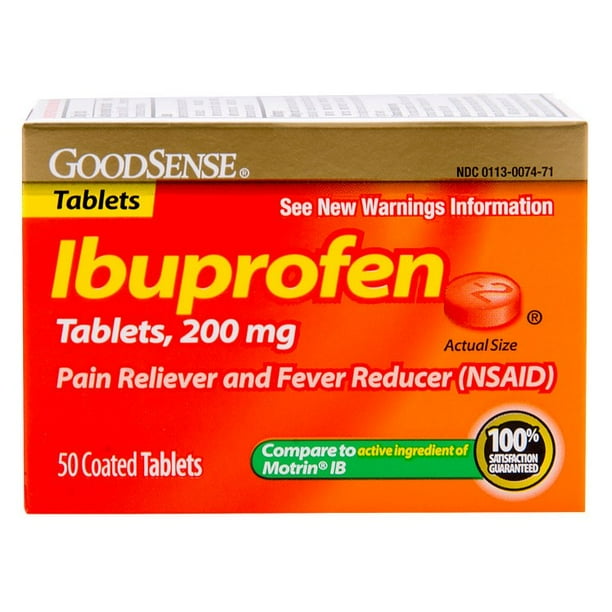"GoodSense Ibuprofen, 200 mg Orange Coated Tablets, 50 Ct"