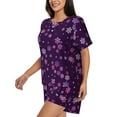thumbnail image 2 of Fuzoiu Purple Snow Flakes Print Women's Short-Sleeved Pajama Set,Lounge Sleepwear Set,Womens Pajama Sets 2 Piece,Button-Up Top and Shorts with Pockets-Medium, 2 of 7
