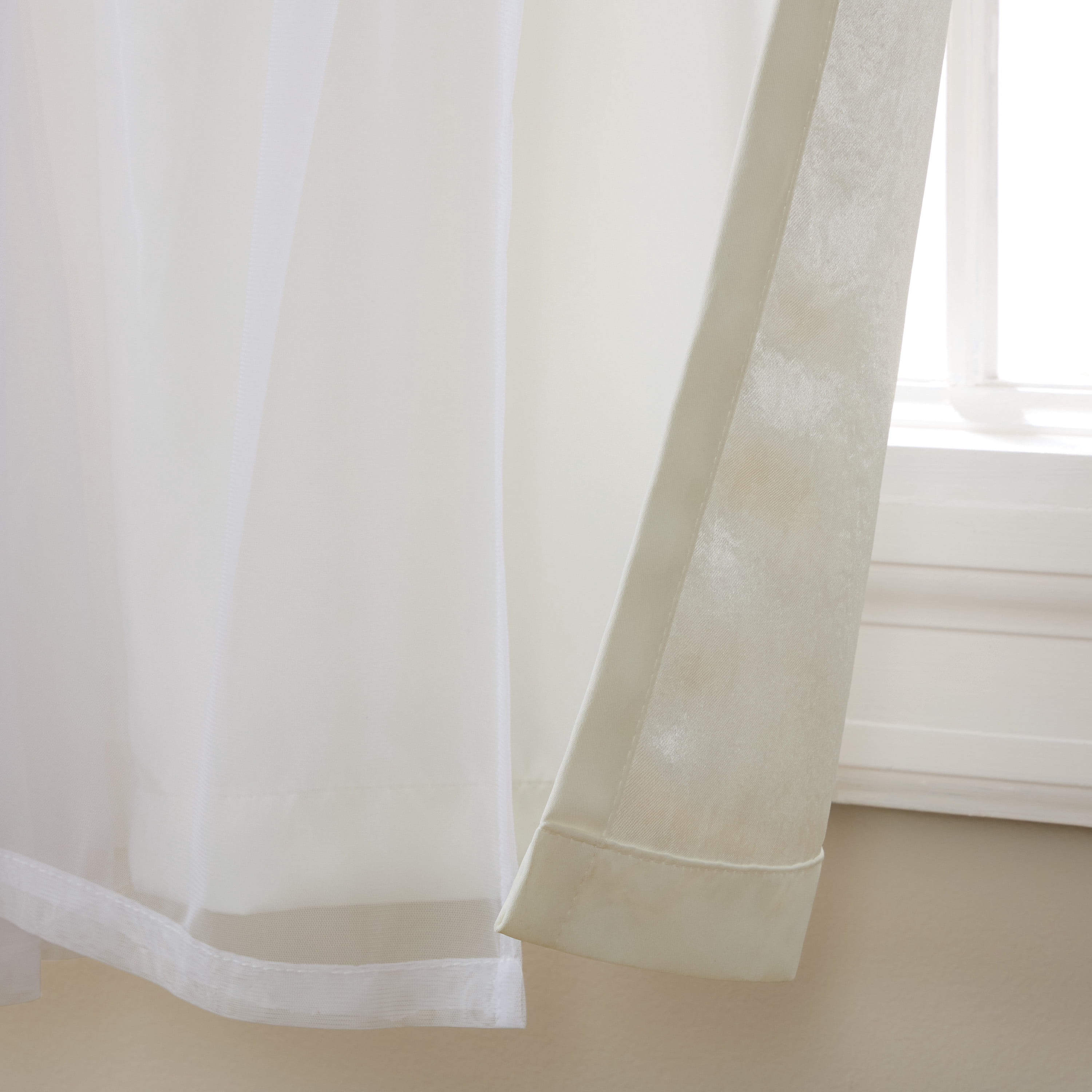 TOWN & COUNTRY LUXE Talia Double Layer Indoor Curtains, Sheer and Room Darkening Blackout, Grommet Top, Energy Efficient, 2-Pack Set, 52"x96", Vanilla