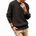 thumbnail image 3 of Man'S Crew Neck Chunky Knit Long Sleeve Pullover Sweater Black XXL, 3 of 9