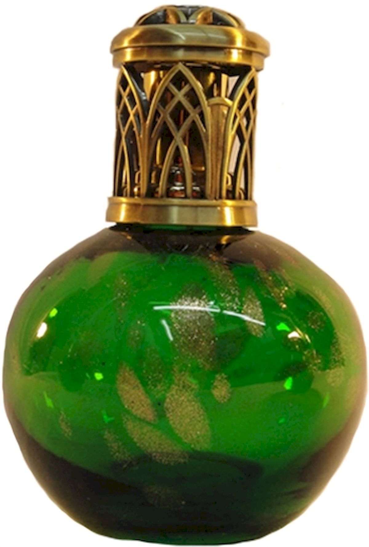 Green Glass With Gold Berger Oil Lamp