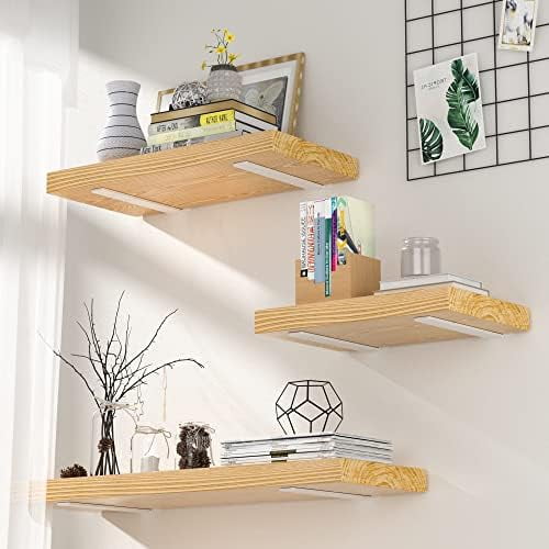 6 Pack Floating Shelf Bracket 12 Inch, Heavy Duty Hidden L Brackets, DIY Rustic Industrial Shelf Brackets with Modern Iron Finish(White)