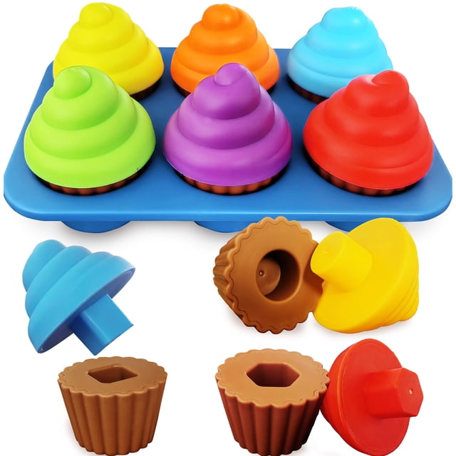 Toy Cupcake para niños pequeños aprendiendo colores y formas Montessori a partir de 18 m