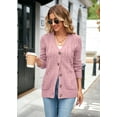 thumbnail image 3 of Women's Long Sleeve Cable Knit Sweater Open Front Cardigan Button Loose Outerwear, 3 of 6