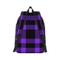 thumbnail image 2 of Yiaed Purple Buffalo Plaid Print Backpack, Premium Laptop Backpack, Travel Backpack for Women, Lightweight Backpacks, Comfortable Back Pack-Small, 2 of 7