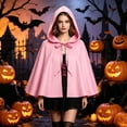 thumbnail image 6 of BFHHYA Little Red Riding Hood Cape Womens Short Hooded Cloak with Front Bow Tie Solid Color Flowy Shawl Cloak for Halloween Party Photo Shooting, 6 of 6