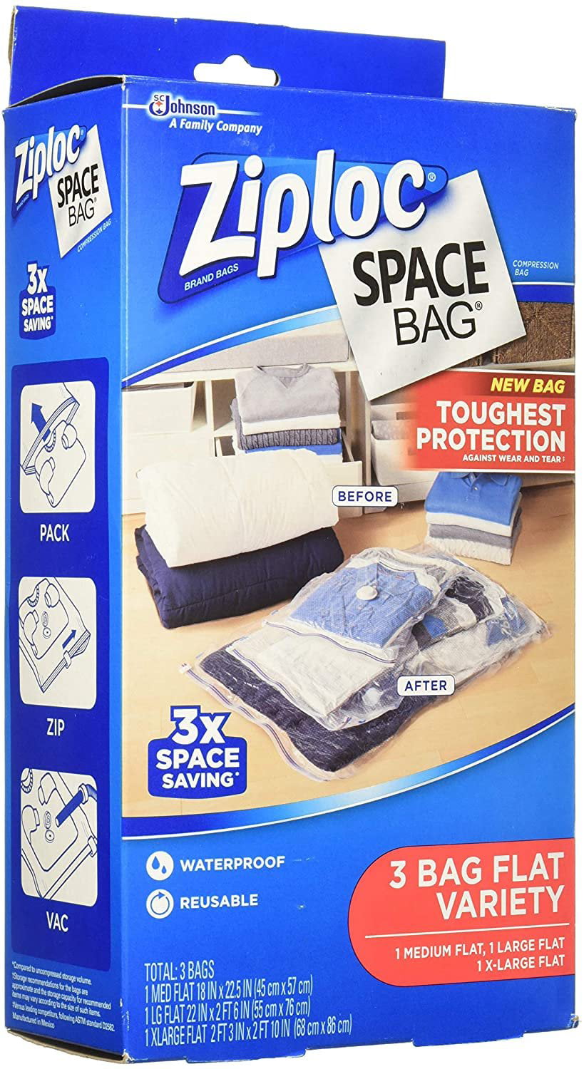 Ziploc Flat Space Bags For Organization and Storage Reusable Waterproof Bag P... 