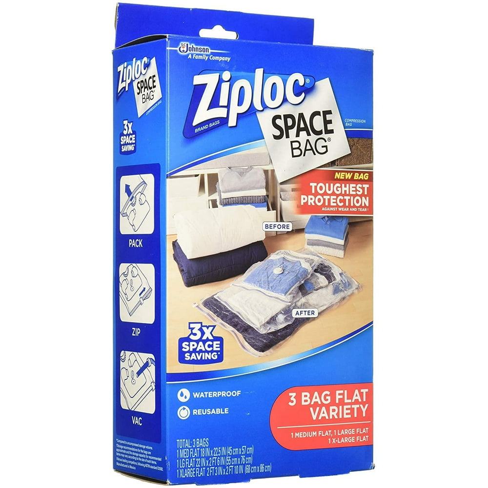 Ziploc Flat Space Bags, For Organization and Storage, Reusable