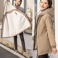 thumbnail image 4 of Jackets for Women Ndbuld Women's Coat Mid-length Quilted Jacket Ultra Lightweight Warm Foldable Hooded Women's Down Jacket on Clearnce,M-3XL,Khaki, 4 of 5