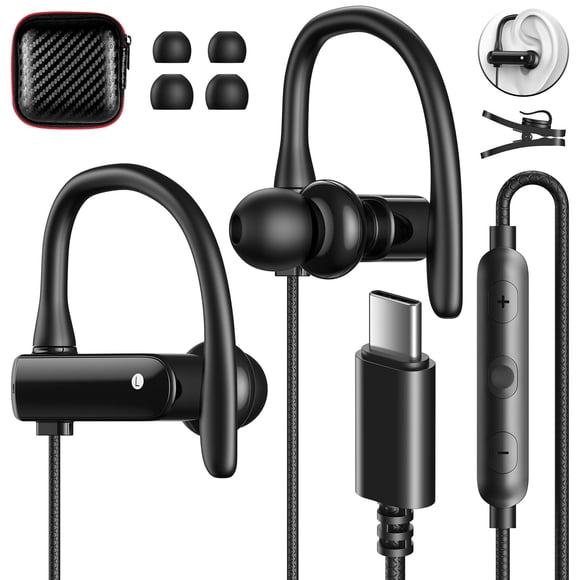 Auriculares USB C ASKUBSKU con ganchos para colocar sobre las orejas para iPhone y Samsung
