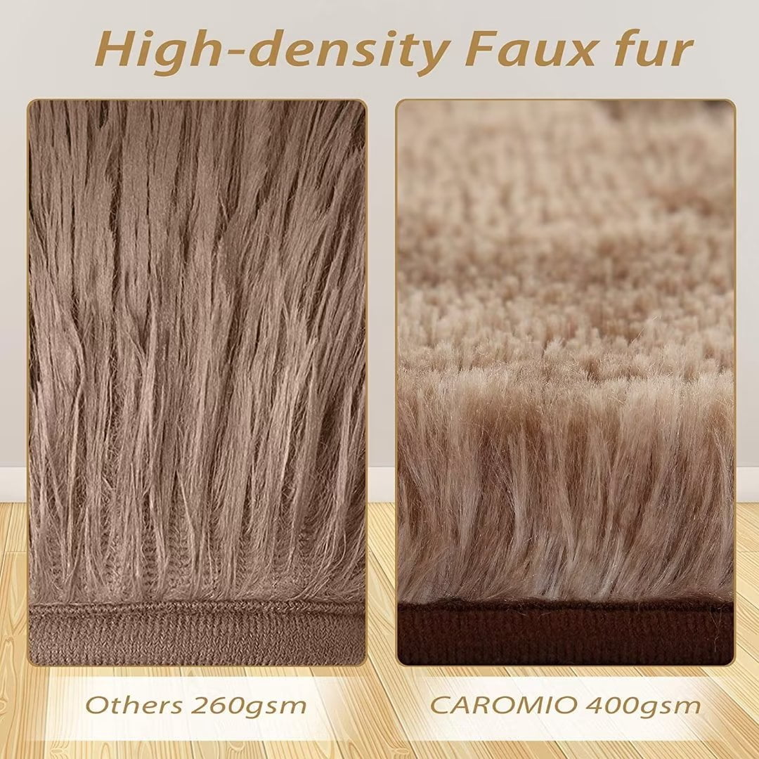 CAROMIO Coffee High Pile Fully Shag Rugs Non-Slip Home Decor for Sitting room living room Bedroom, 5 x 8 feet