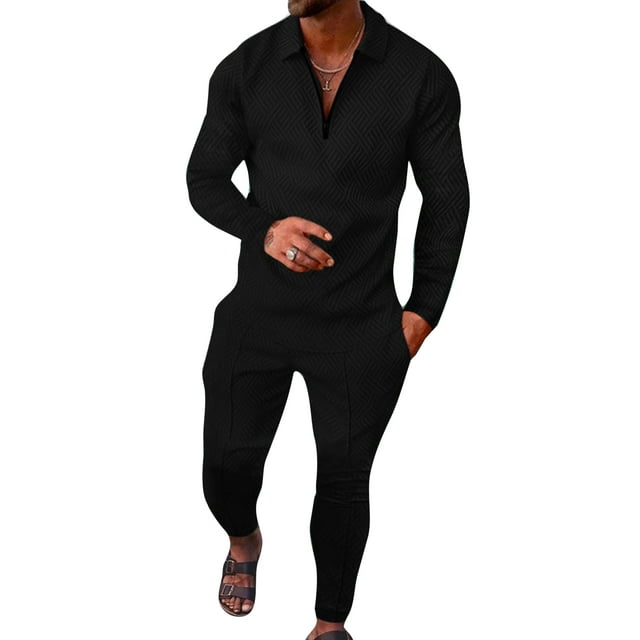 Innerwin Jogger Sets 2 Pcs Mens Tracksuit Set Sports Two Pieces Casual Sweatshirts+Pant Outfits HCXTZ-9 XL