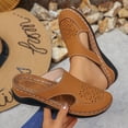 thumbnail image 4 of Miluxas Women's Breathable Hollow Cutout Wedge Slide Mules, Backless Slip On Platform Orthopedic Walking Clogs, Non Slip Soft Leather Casual Shoes Brown 7.5(40), 4 of 6