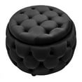 thumbnail image 3 of Partner Furniture 28" Round Velvet Tufted Storage Ottoman in Black, 3 of 7