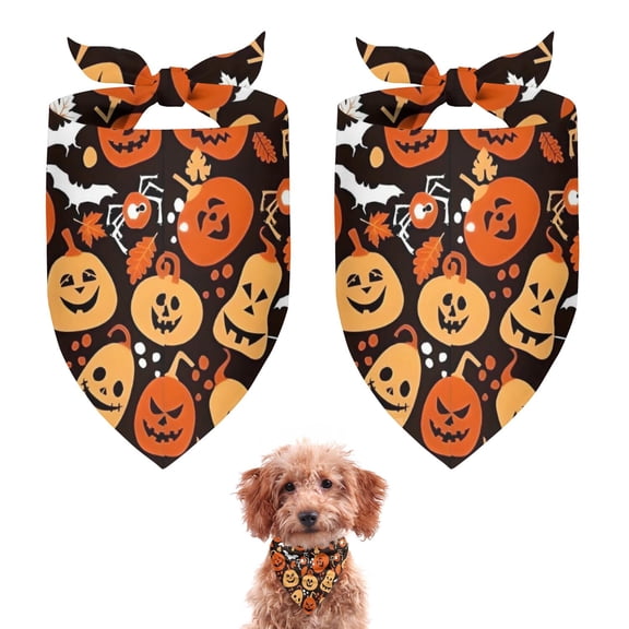 Dog Bandana 2 Pack,Halloween Pumpkins Bats and Spider Webs Bandanas for Dogs,Cat Bandana,Small/ Large Dog Bandana 2 Size,Dog Bandanas Girl Boy