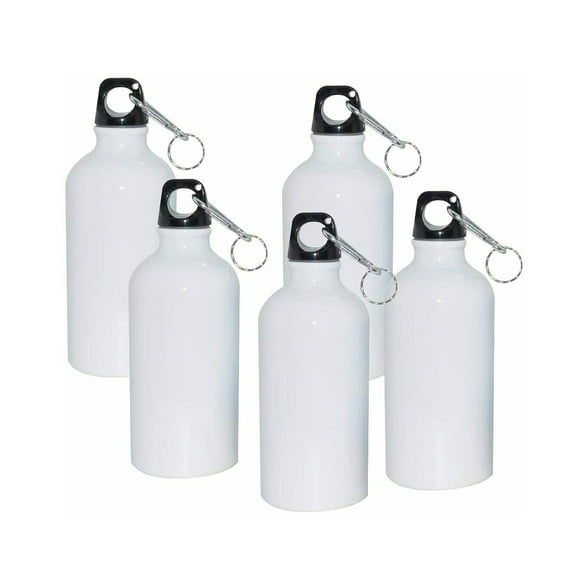 INTBUYING 5pcs 750ml Aluminium Water Bottle with Safe Lock White