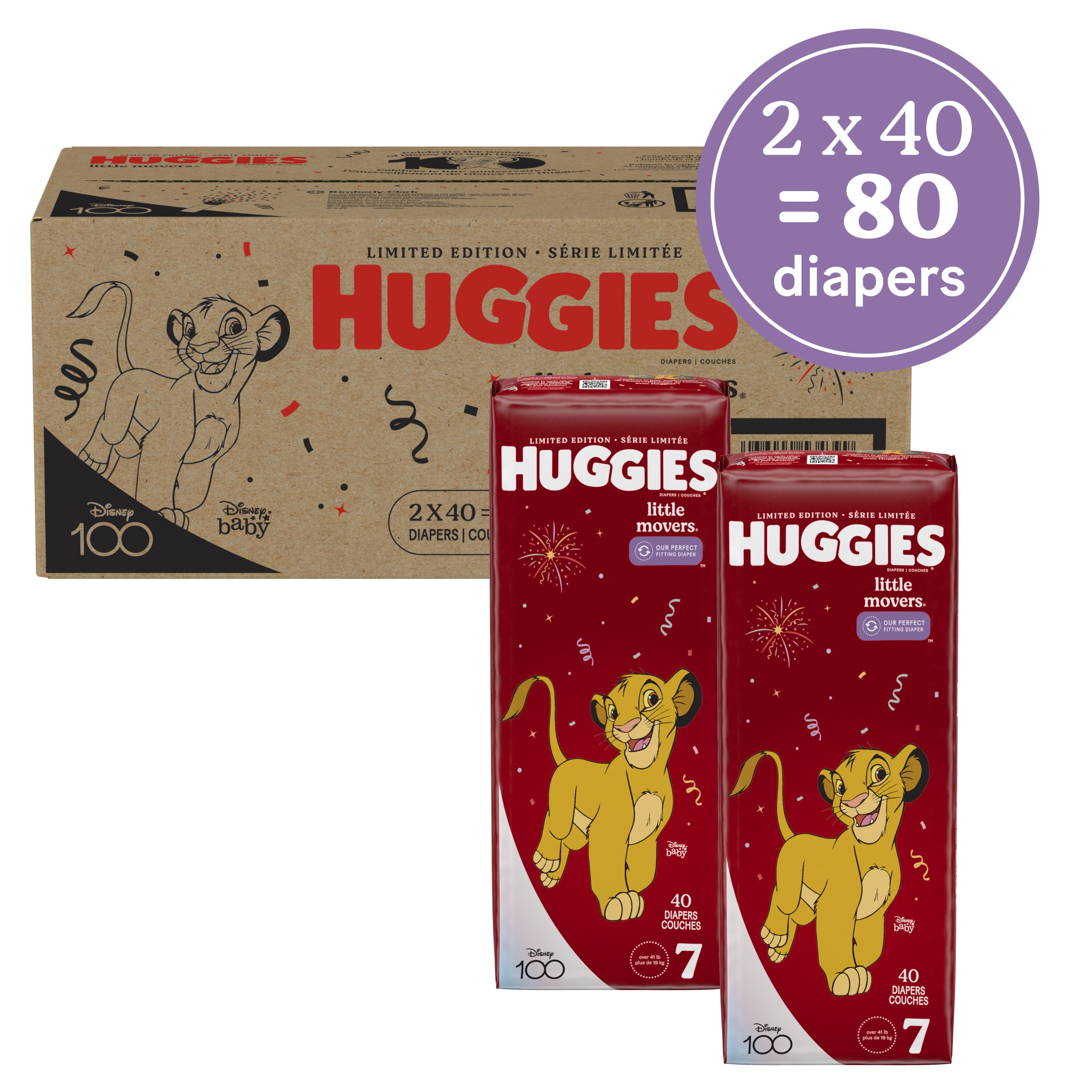Huggies Little Movers Baby Diapers, Size 7, 80 Ct (Select for More Options)  