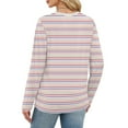 thumbnail image 4 of Resicozy Womens Striped Long Sleeve Shirts Fall Spring 2026 Tops Fashion Clothing Ribbed Crewneck Tee Blouses Pink M, 4 of 5