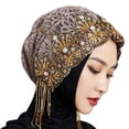 thumbnail image 4 of Gorro Musulmán Elegante Con Turbante Musulmán, Gorro De Encaje Con Perforación Caliente, Regalo Perfecto Para Mujeres Y Amigas, 4 of 7