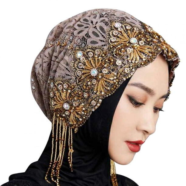 Bufanda Elegante Turbante Musulmán Gorro Gorro De Encaje Con Perforación Caliente Regalo Perfecto Para Mujeres Amigas