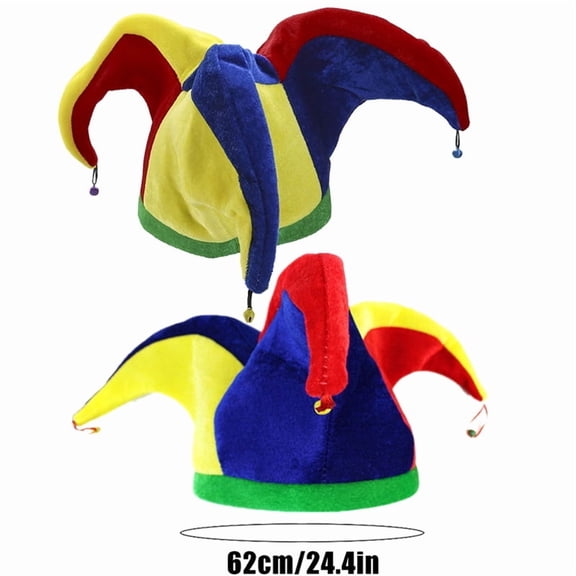 Funny Clown Hats Mardi Gras Party Costume Court Jester Clown Performance Dress Up Hats and Accessories for Unisex Masquerade Cosplay Accessory