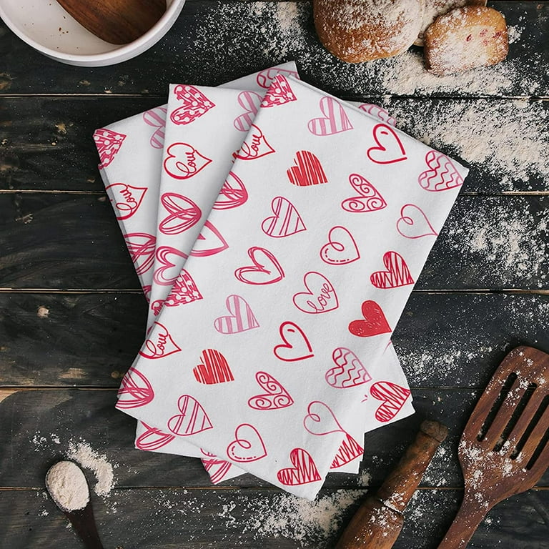 Handmade French Style Linen White With Red Striped Hand Tea Towel