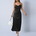 thumbnail image 5 of Ruimatai Women's Satin Cowl Neck Spaghetti Strap Elegant Fitted Maxi Dress, Formal Evening Gown with Slit, 5 of 7