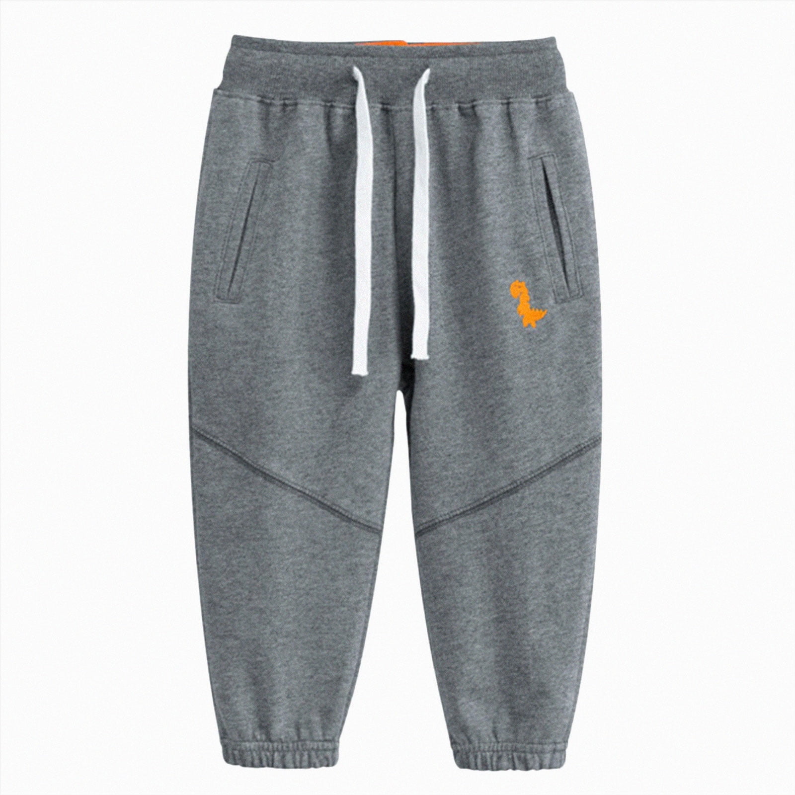 8-9T Boys Pants Fleece Lined Thick Straight Leg Elastic Waist Cozy Sweatpants with Side Pockets Fall Winter Casual Wear for Boys 6T 7T 8T 9T Dark Gray