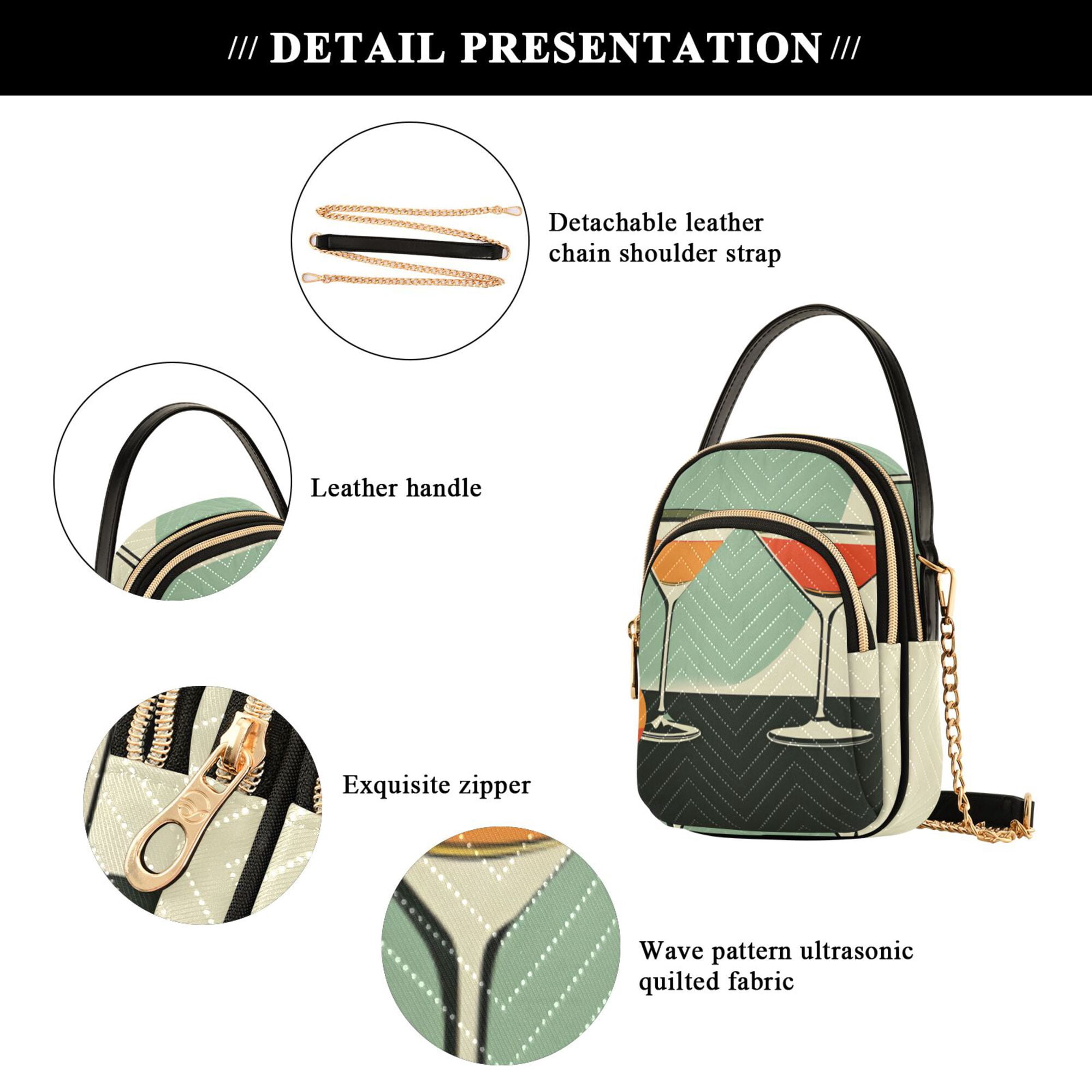 FORMRS Crossbody Bag for Women Quilted Travel Shoulder Cell Phone Purse with Chain Strap Handbag, Red Glasses