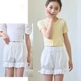 thumbnail image 5 of CPNG Girls Fashion Lace Trim Shorts Summer Thin Solid Color Loose Casual Shorts Elastic High Waist Shorts(White,15-16 Years), 5 of 5